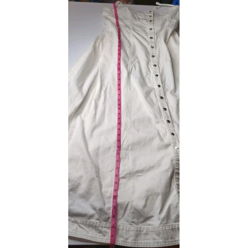 Free People Just Jill White Cotton Maxi Dress M Boho Cottagecore Festival Denim